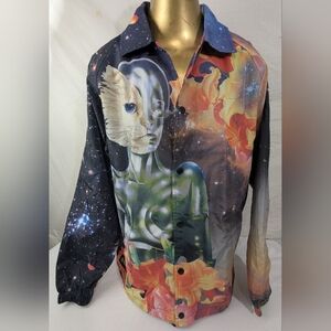 Ripndip NWT Men's WindbreakerJacket Alien Space Cat Large Space Size Large